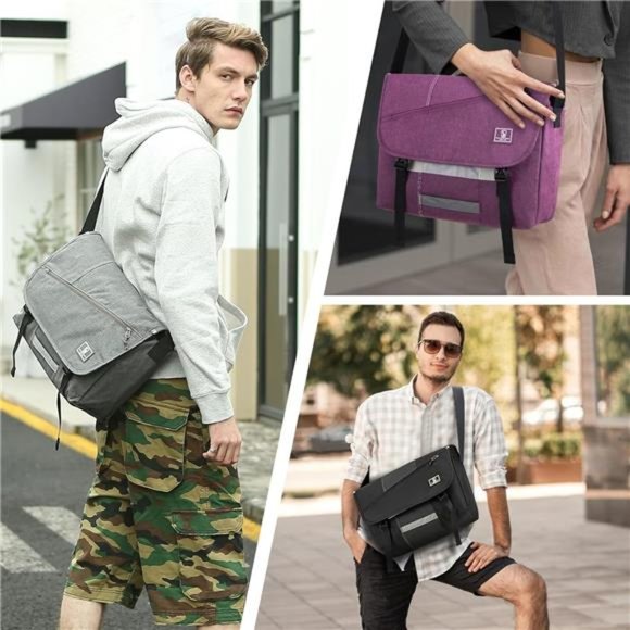 Messenger Bag for Women Men Satchel 14 15.6 Inch Laptop Briefcase Bags Crossbody - Picture 2 of 6